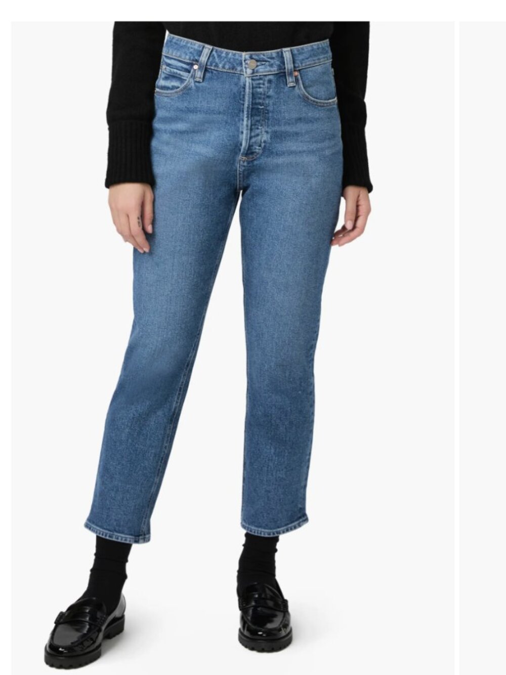 PAIGE Billy High Waist Crop Straight Leg Jeans — Size 30 — Blue